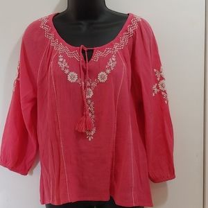 Pink peasant blouse